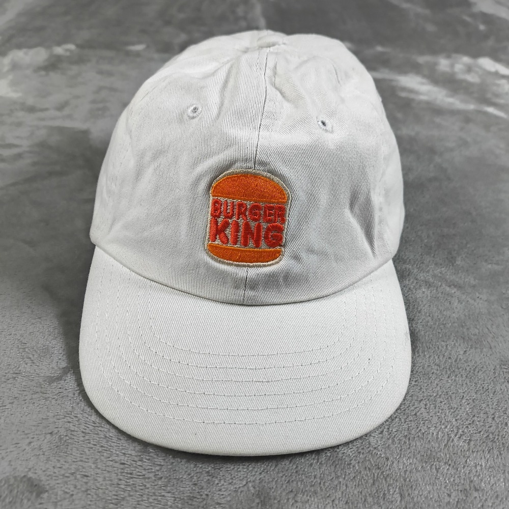 Vintage Burger King Hat Cap White Adjustable Dad Embroidered Cotton Fast Food